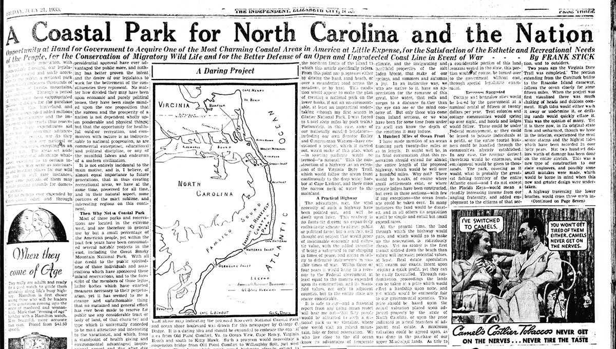 Clipping from the July 21, 1933, edition of The Elizabeth City Independent.