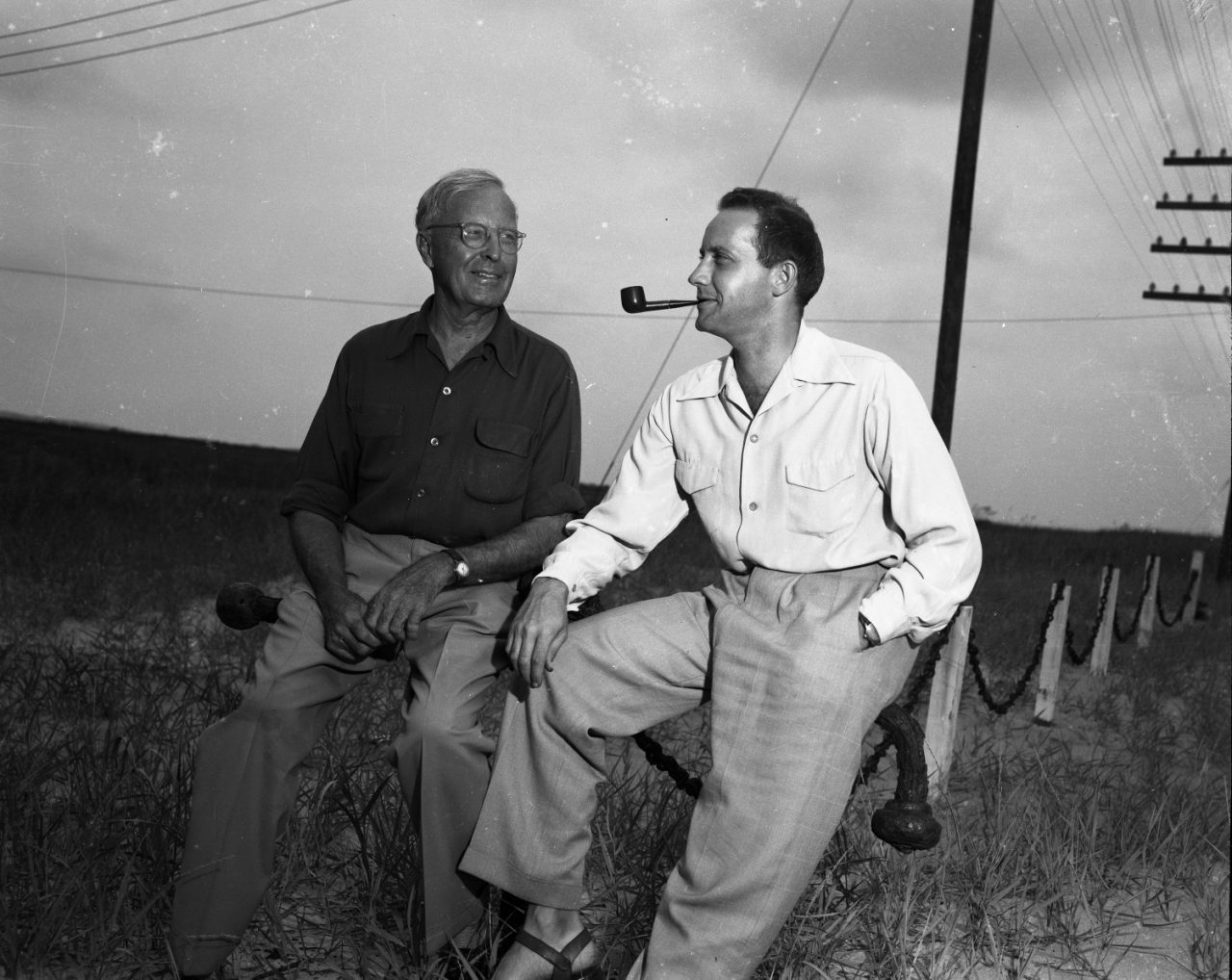 Frank Stick, left, and David Stick in 1953. Photo: Charles Brantley 'Aycock' Brown and courtesy of the Maud Hayes Stick Collection at the Outer Banks History Center/North Carolina State Archives.