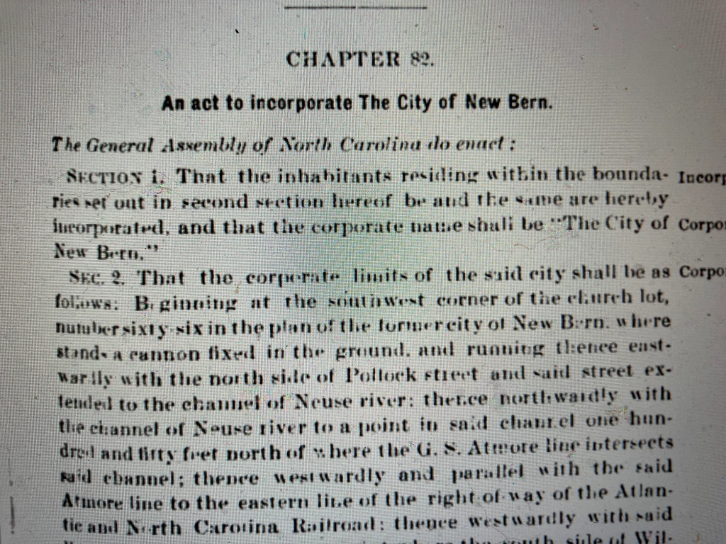 Excerpt from Private Laws of the State of North Carolina passed by the General Assembly at its Session of 1899 (Raleigh: Edwards & Broughton, and E. M. Uzzell, 1899)
