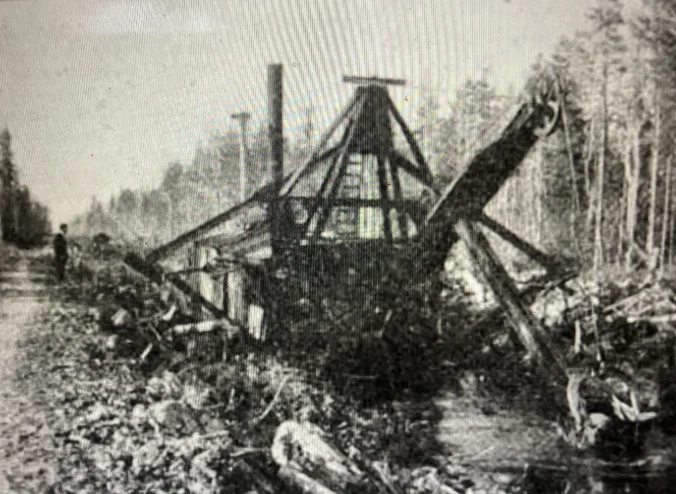 This is a somewhat later view of one of the Wilkinson brothers’ dredges at work in the swamp forests near the Pungo River, ca. 1918. In an interview 20 years later, when he was almost 80, Samuel Wilkinson described the birth of Terra Ceia, a farming settlement built on the the remains of an old growth swamp forest northwest of Pantego. He told the interviewer, Muriel Wolff: “When I was a boy all that land over there wasn’t anything but swamp. It was full of great big cypress and juniper trees, timber that never had been cut. Well, back in 1905 I was working for the Roper Lumber Company, located over in Belhaven, and they started logging that swamp. To do that they had to dig ditches and drain off some of the water, but it still wasn’t fit for anything when me and my brother bought up 20,000 acres in 1911…. If you don’t believe we spent the money, I’ll tell you what we had to do. That was swamp land, remember, and ditches wouldn’t drain off all the water. There had to be 40 miles of canals besides the ditches. We paid $20,000 for a dredge to dig canals. It broke after the first seven miles. We bought another but it broke too before we finished. Then we had to put through a branch line of the railroad—11 miles of it at $1,000 a mile. Before we could lay a track we had to buy the right of way and buy $70,000 worth of Norfolk & Southern stock. But we got the railroad through.” Ms. Wolff’s interview can be found in the Federal Writers’ Project Papers at the Southern Historical Collection at UNC-Chapel Hill. Photo source: Cut-Over Lands vol. 1, #4 (July 1918).

