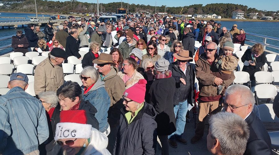 More than 300 gathered Tuesday morning for the new Harkers Island bridge grand opening ceremony. Photo: Jennifer Allen