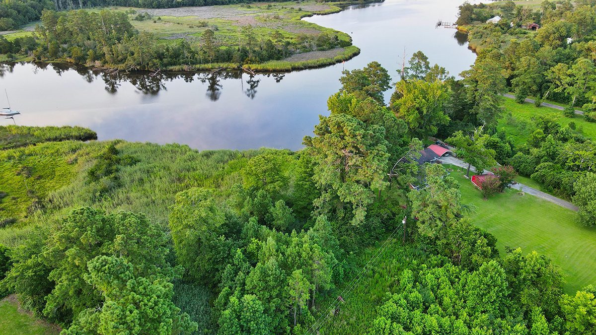 An aerial view of the Bay River near Stonewall in Pamlico County. Photo: Gene Gallin