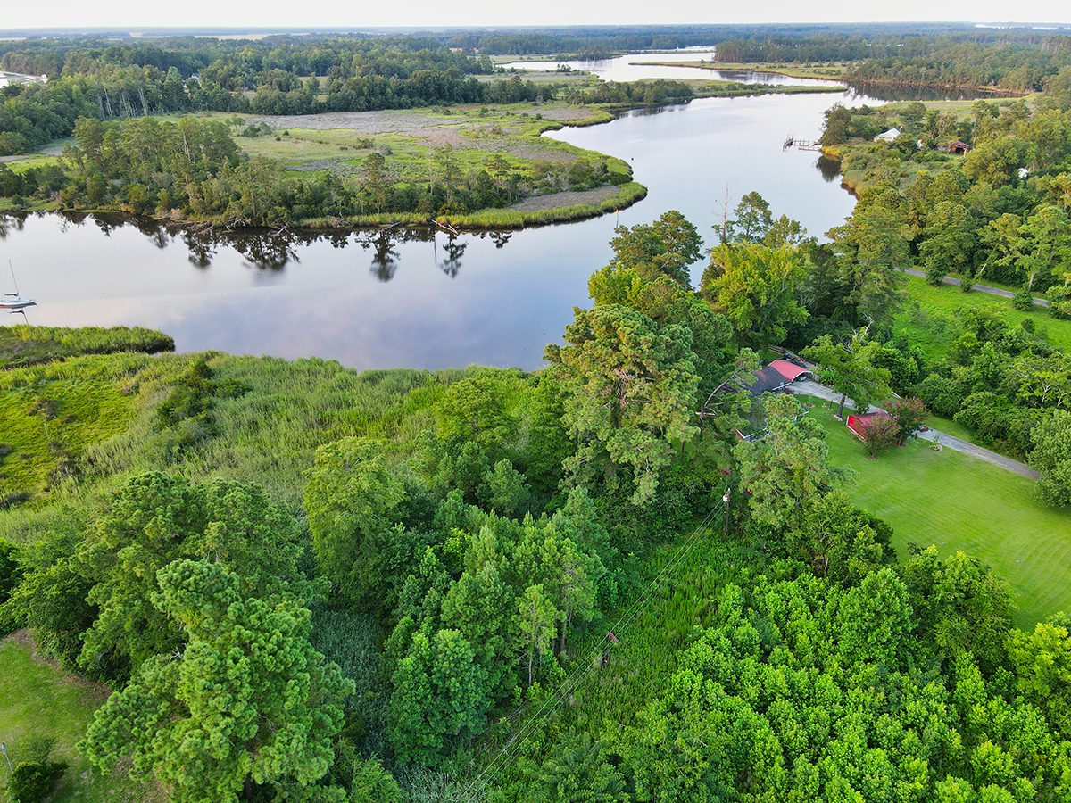 An aerial view of the Bay River near Stonewall in Pamlico County. Photo: Gene Gallin