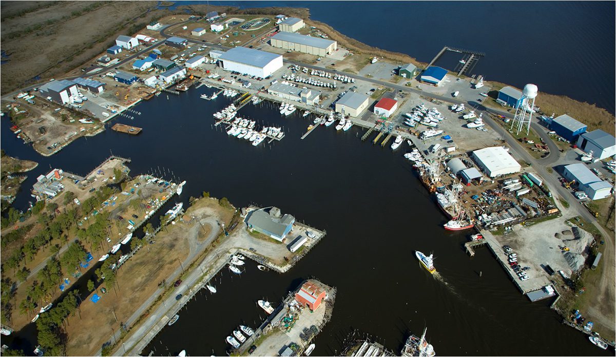 Wanchese Marine Industrial Park was opened in 1981 to serve marine-related businesses. The park's 30 lots were fully leased, according to the park's Commerce Department website. Photo: Wanchese Marine Industrial Park Facebook page