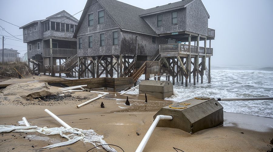 Septic systems are exposed in Buxton March 27, 2024. Photo: Don Bowers