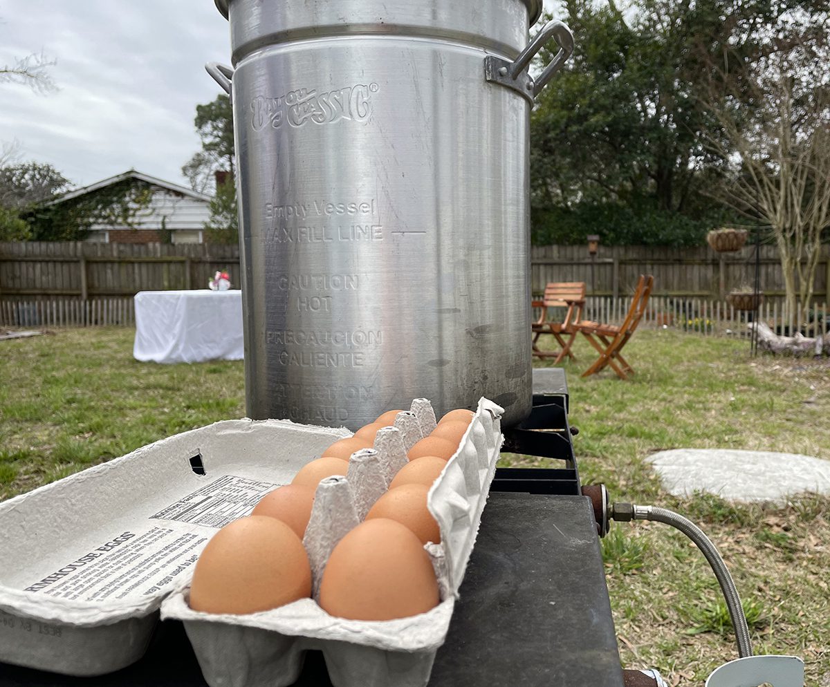 Eggs wait their turn. They are cracked over fish stew in the final minutes of cooking. Photo: Liz Biro