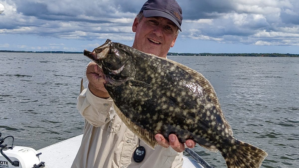 The author caught this 24-inch flounder along a deep cut-bank where he was sure it would be hanging.