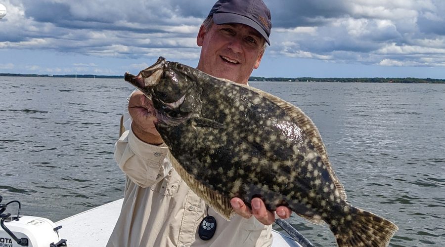 The author caught this 24-inch flounder along a deep cut-bank where he was sure it would be hanging.