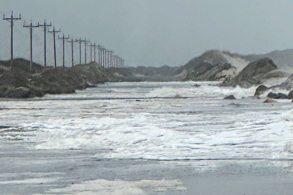 N.C. Highway 12 on Ocracoke Island as it appeared Tuesday. Photo: NCDOT