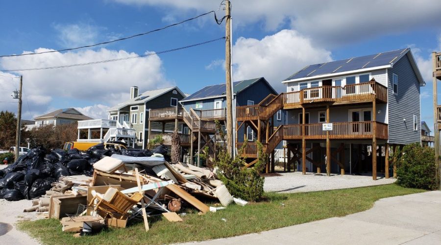The roof damage to these homes in Pender County caused by Hurricane Florence in 2018 allowed rain to saturate the inside. Photo: Carl Morgan/National Weather Service