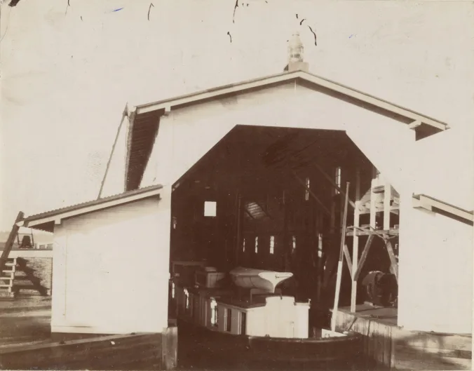 In this photograph, we can see the keeper’s boat resting in the boathouse at the Long Point Light Station. Source: Records of the U.S. Coast Guard (RG 26), NA-College Park

