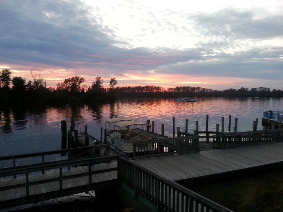 The new Seafood School will have a view of the Pamlico River, shown here during sunset. Photo: N.C. Estuarium