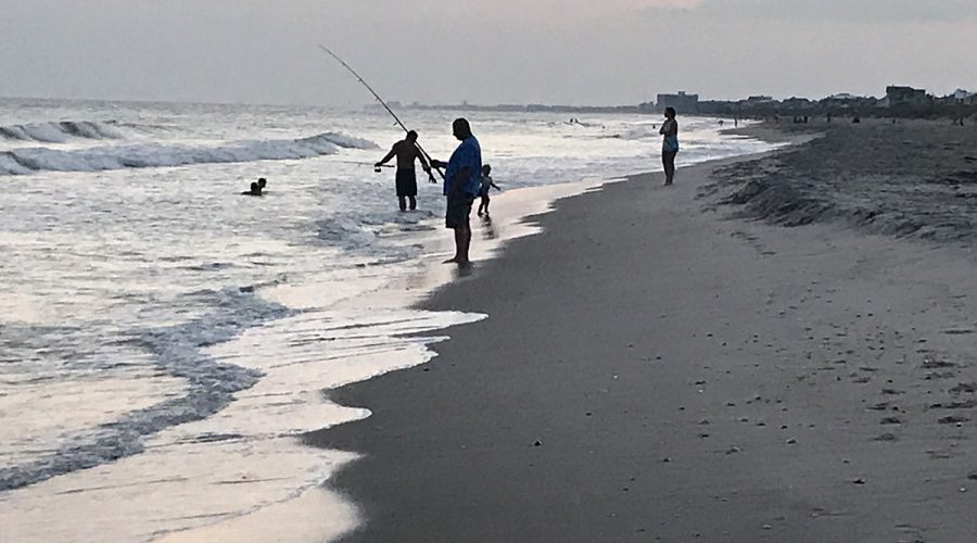 Recreational fishermen surf-cast at Atlantic Beach in this file photo from 2018. Photo: Mark Hibbs