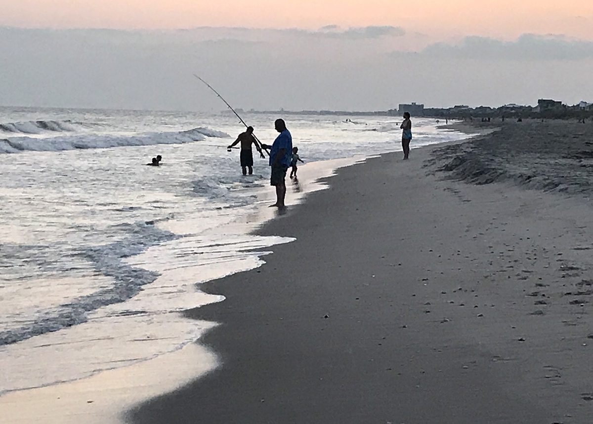 Recreational fishermen surf-cast at Atlantic Beach in this file photo from 2018. Photo: Mark Hibbs