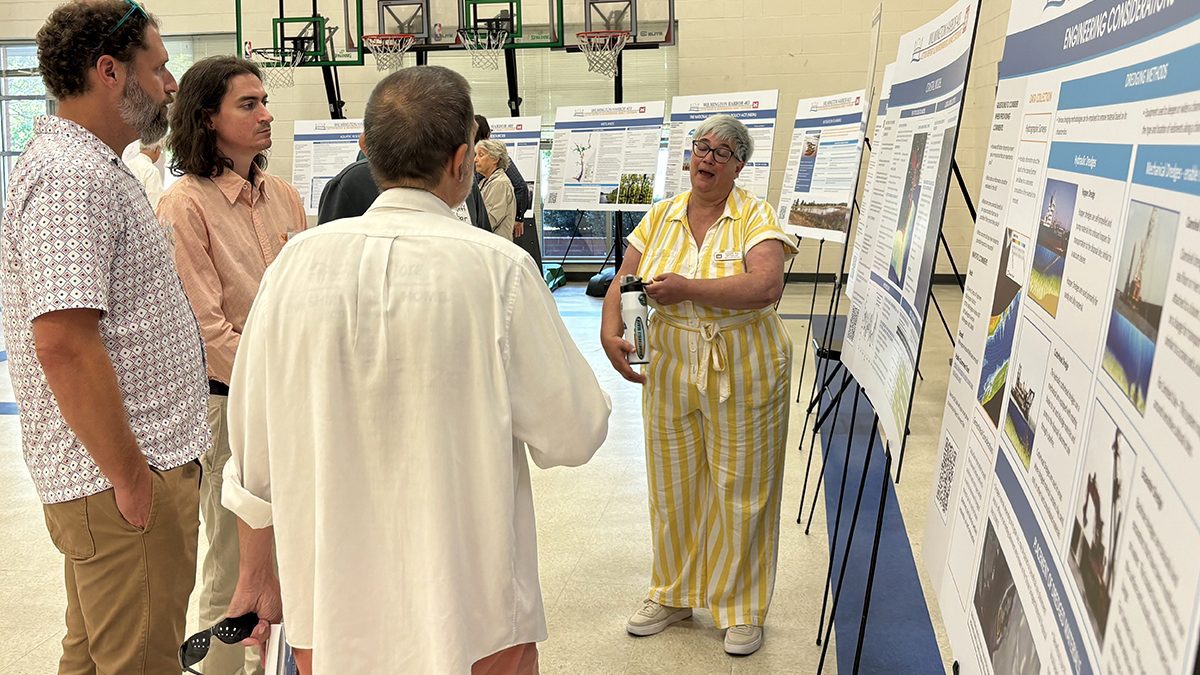 Suzanne Hill with the Army Corps' Savannah District discusses the proposed Wilmington Harbor deepening project with attendees of a public meeting the Corps hosted Thursday in Wilmington. Photo: Trista Talton