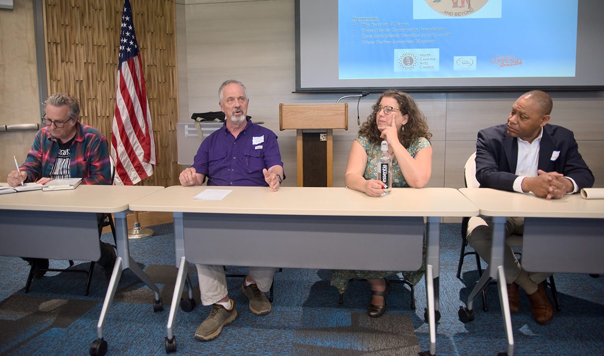 The panel discussion featured, from left, Dr. Michael Oberg, Dr. Chalres Ewen, Dr. Gabrielle Tayac, Dr. Arwin Smallwood. Photo: Kip Tabb