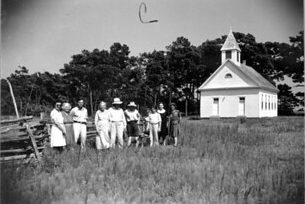 A group of Mashoes’ citizens gathered in front of the Mashoes Methodist Church in 1942. Courtesy, N.C. Dept. of Conservation and Development Collection, State Archives of North Carolina

