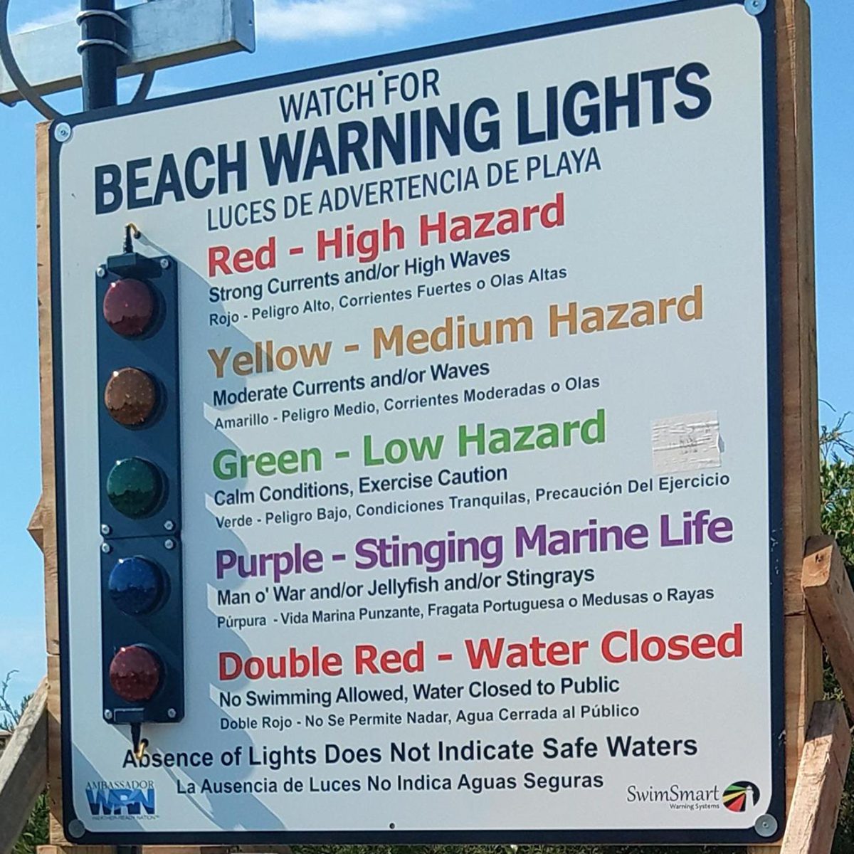 The beach warning signs were to be activated Wednesday. Photo: Oak Island 