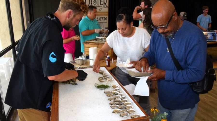 Attendees select their oysters during the 2023 Taste of the Coast. Photo: Mark Hibbs