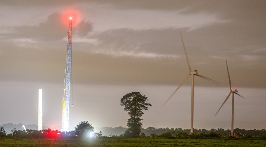 Wind turbines are erected at Timbermill Wind near Edenton. Photo: Dylan Ray