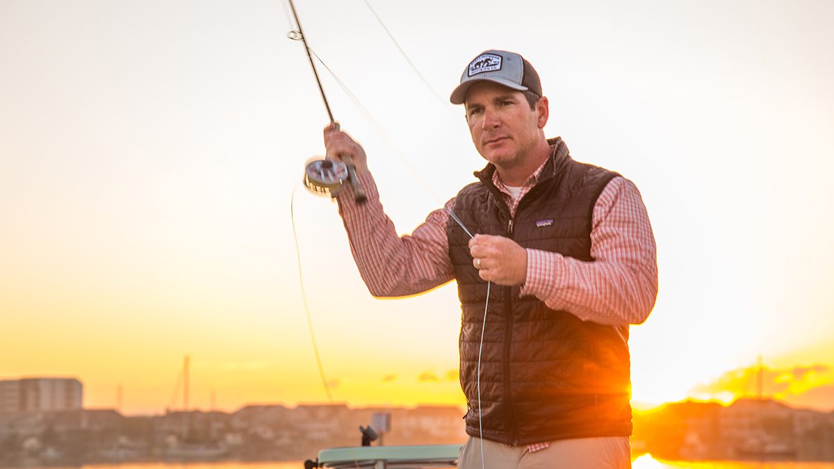 Capt. Seth Vernon shows off his experienced fly-casting form. Photo: Capt. Seth Vernon shows off his experienced fly-casting form. Photo: Cam Barker/Chair 8 Media