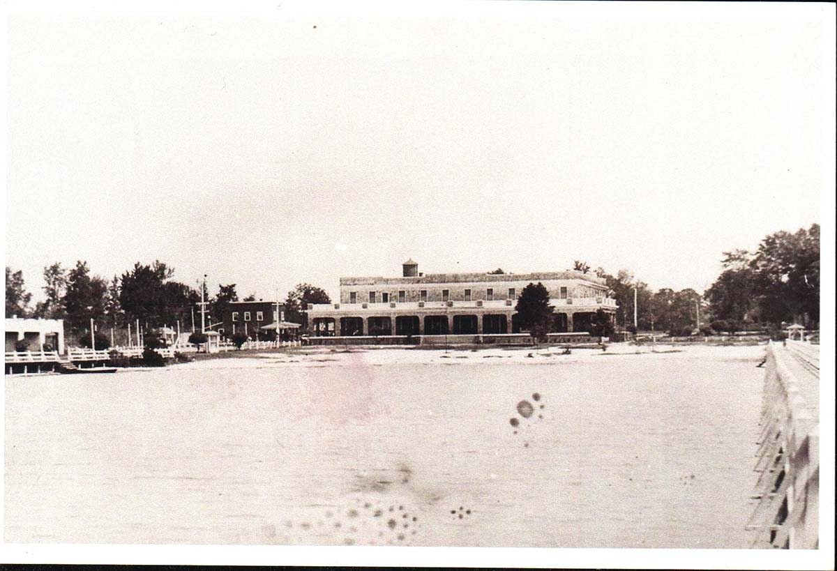 A view of the Bayview Hotel from its pier on the Pamlico River.