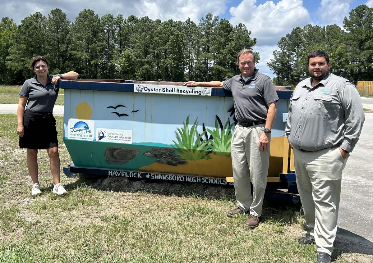 Coastal Environmental Partnership, staff shown here, was recognized "for Outstanding Collaboration in Support of Oyster Shell Recycling." Photo: Courtesy Coastal Federation