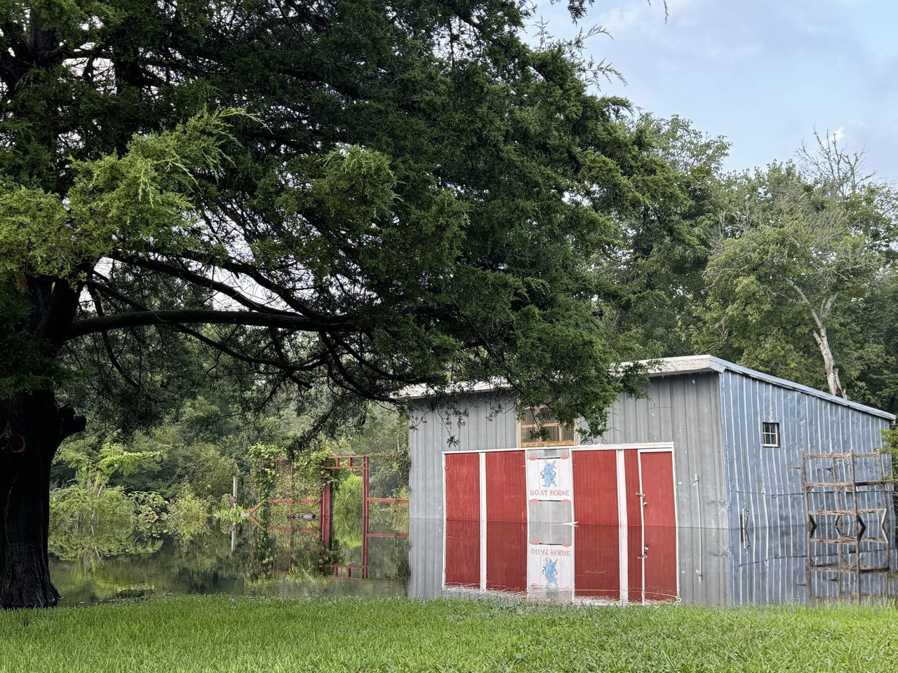 The rising Newport River inundates a structure called "The Boathouse" Saturday near the Wildlife Resources Commission boat ramp on the river in Newport, a lingering effect of Hurricane Debby that passed over North Carolina earlier in the week. Photo: Mark Hibbs