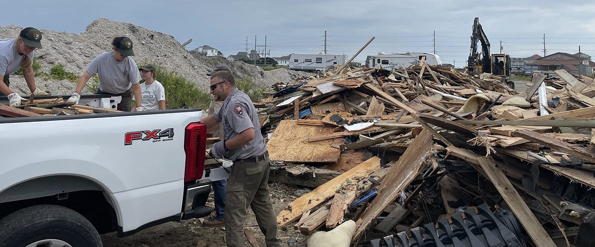 National Park Service Staff clean up debris in Rodanthe. Photo: National Park Service