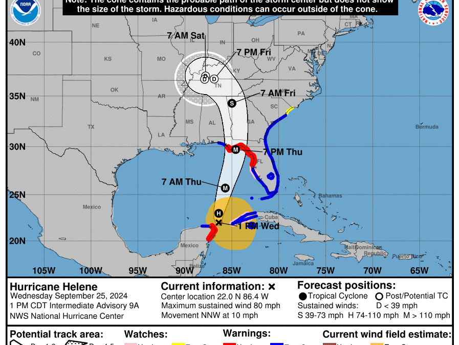 National Hurricane Center advisory for Hurricane Helene.