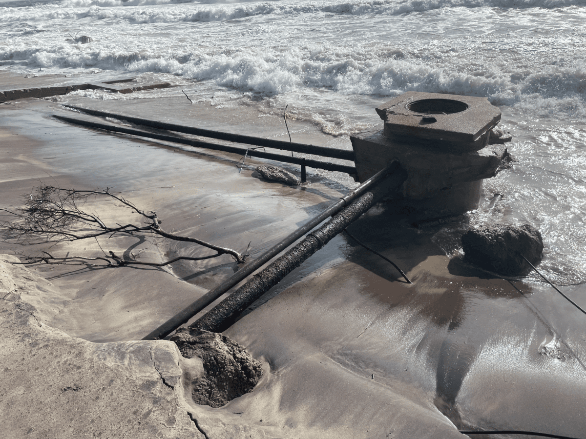 Old military infrastructure at the Buxton Formerly Used Defense Site is exposed by erosion. Photo: National Park Service