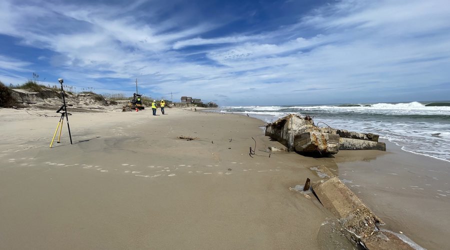 A crew works Wednesday at the Buxton Beach Access in this Cape Hatteras National Seashore photo.