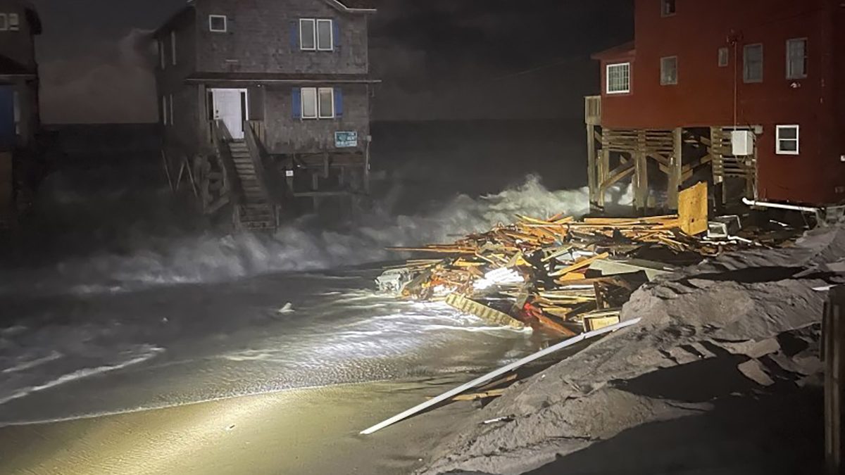 Debris from 23009 G.A. Kohler Court washes up Friday night at the south end of the street. Photo: National Park Service