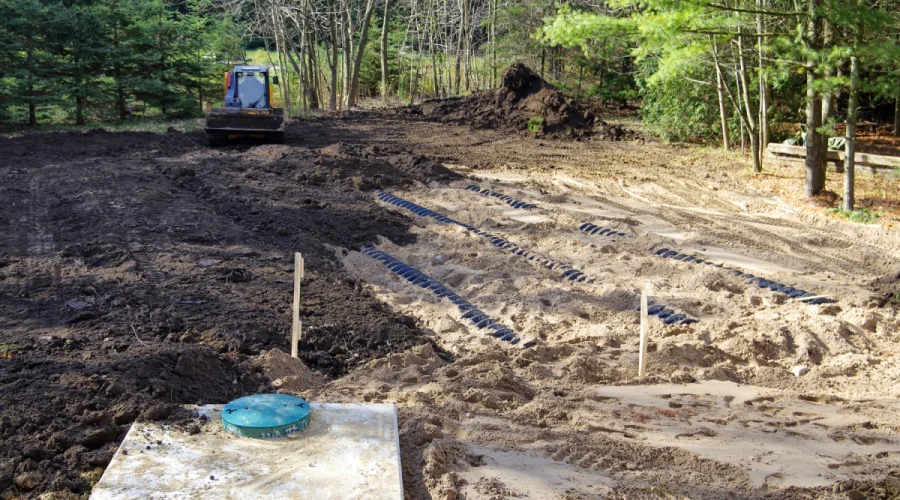 Above, a contractor is completing the installation of a septic system. Roughly half of North Carolina residential property owners rely on septic tanks as their wastewater management system. Photo: North Carolina State University Department of Crop and Soil Sciences