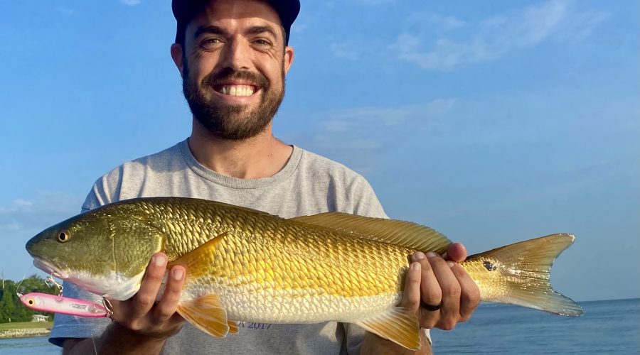 Josh Helms of New Bern with a gorgeous colored redfish from the Neuse River.