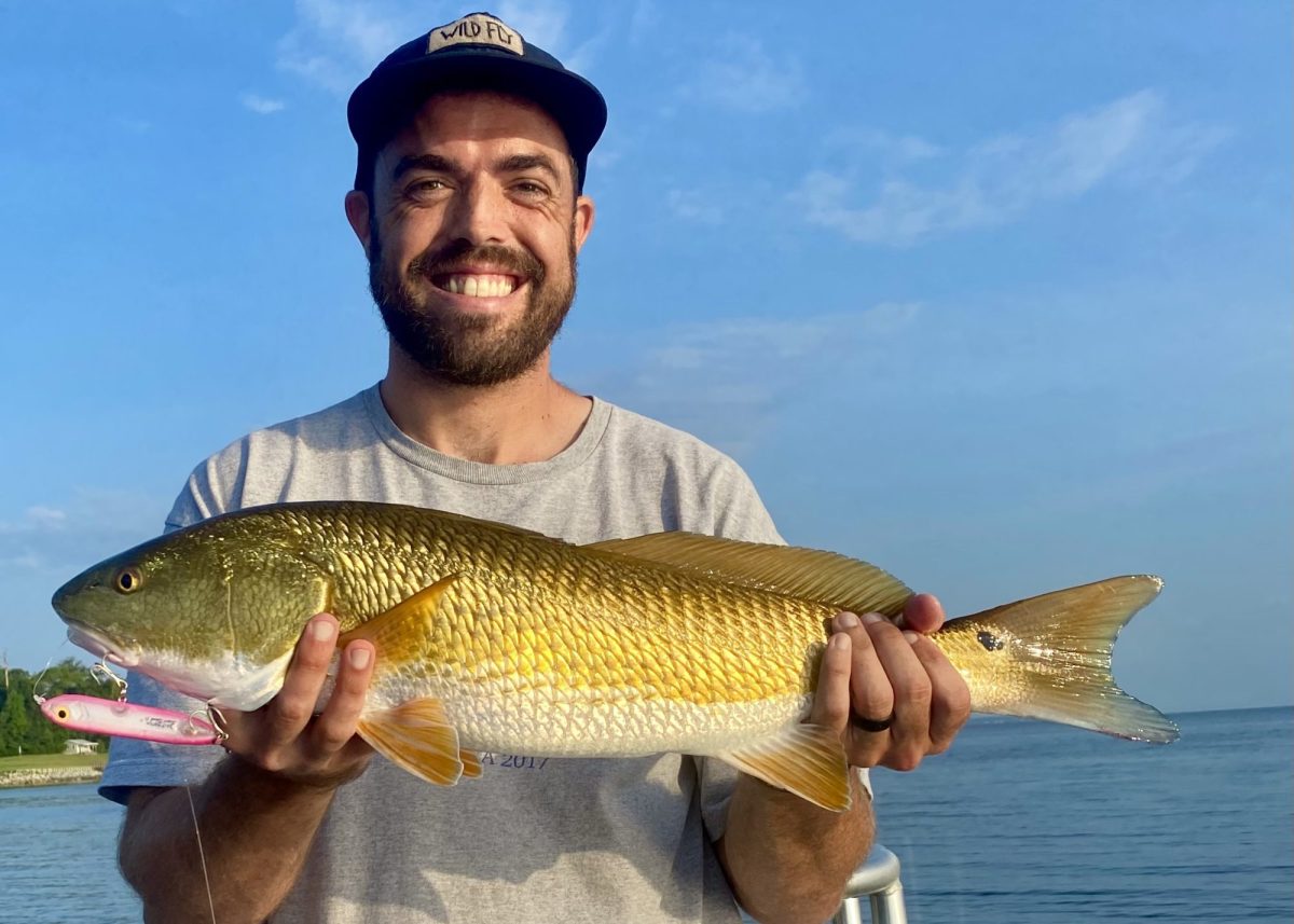 Josh Helms of New Bern with a gorgeous colored redfish from the Neuse River.