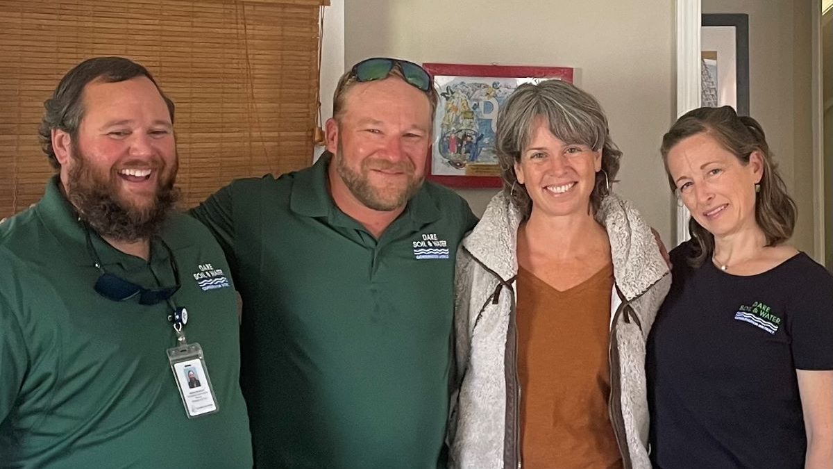 From left, Dare Soil & Water Community Conservationist Charlie Sanders, Dare Soil & Water Board Chairman Matt Paulson, Dare Soil & Water Conservation Board member Erin Fleckenstein and Dare Soil & Water Board Vice Chair Lora Eddy. Photo: Dare County