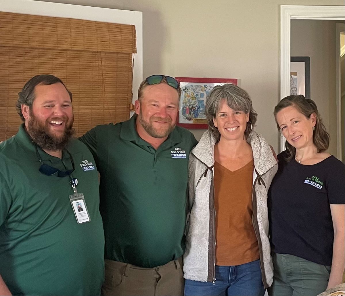 From left, Dare Soil & Water Community Conservationist Charlie Sanders, Dare Soil & Water Board Chairman Matt Paulson, Dare Soil & Water Conservation Board member Erin Fleckenstein and Dare Soil & Water Board Vice Chair Lora Eddy. Photo: Dare County