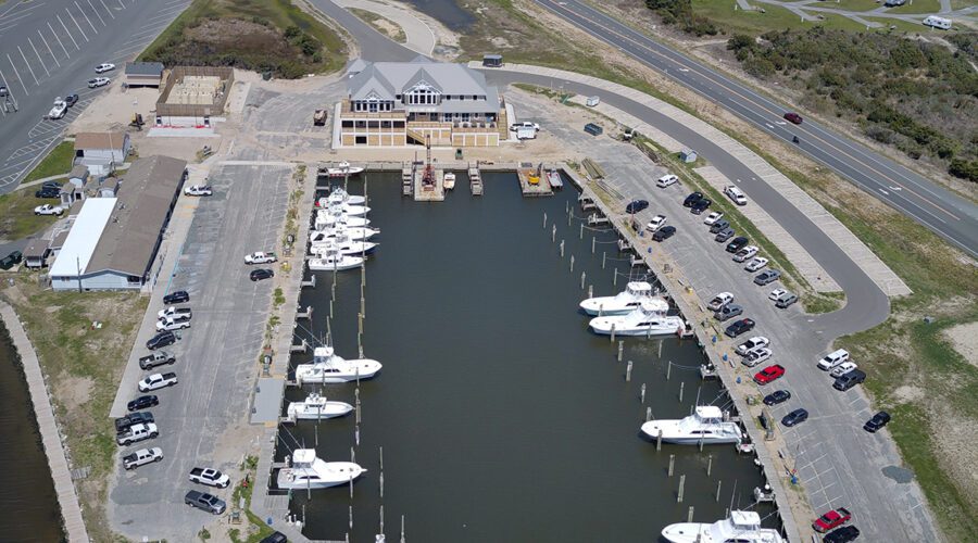 The parking lot adjacent to the Oregon Inlet Marina will be repaved over the next five months. Photo: NPS