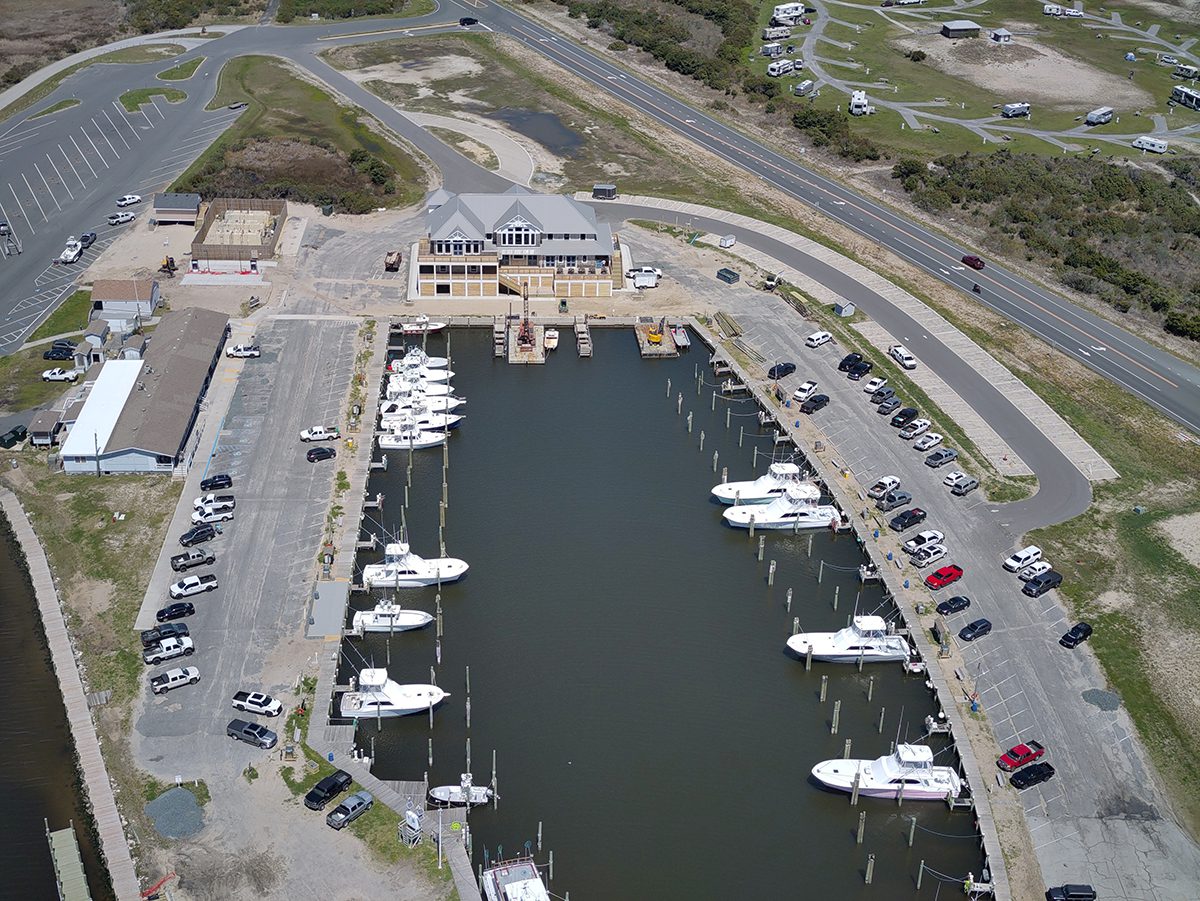 The parking lot adjacent to the Oregon Inlet Marina is to be repaved over the next five months. Photo: NPS