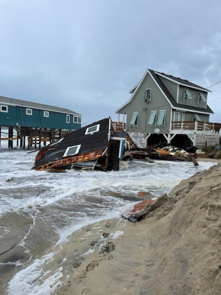 The site of the unoccupied house that collapsed overnight Thursday in Rodanthe is shown as it appeared Friday. Photo: National Park Service