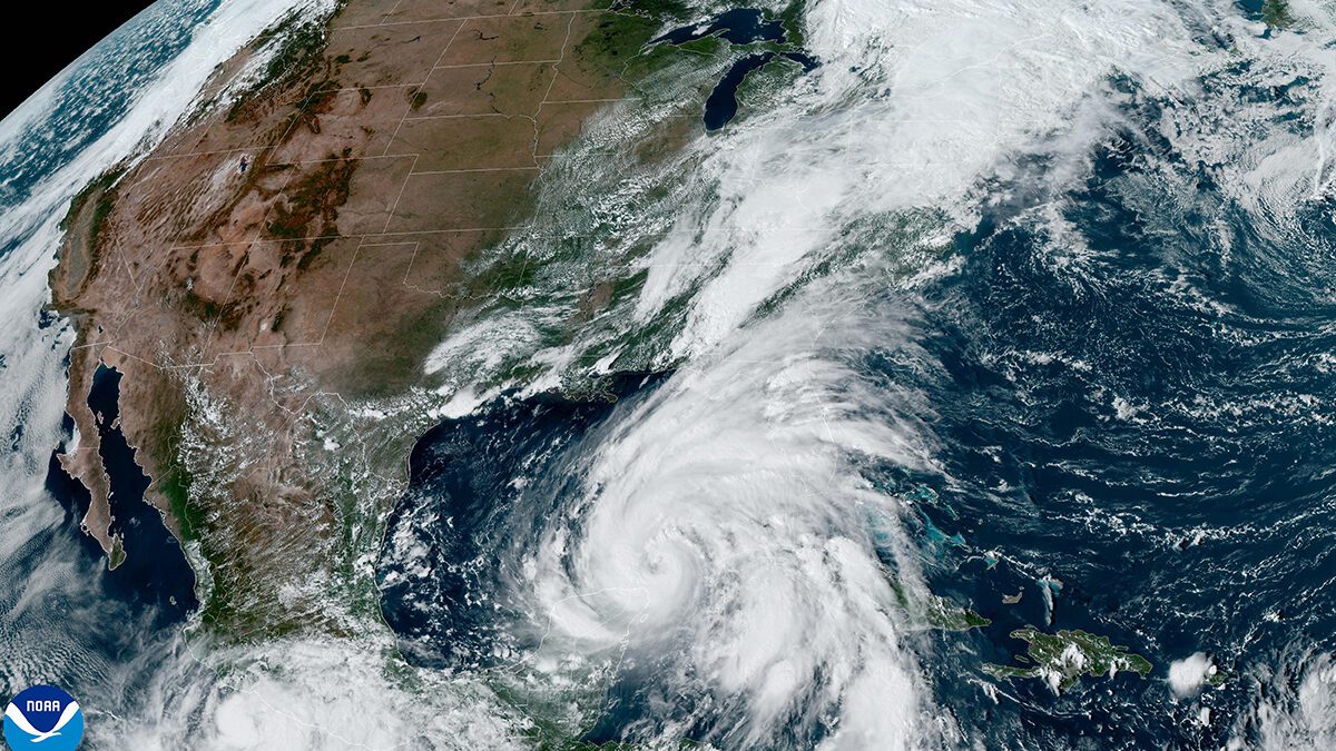 Hurricane Helene is shown in this satellite image moving into the Gulf of Mexico at 3:51 pm Sept. 25. Photo: NOAA