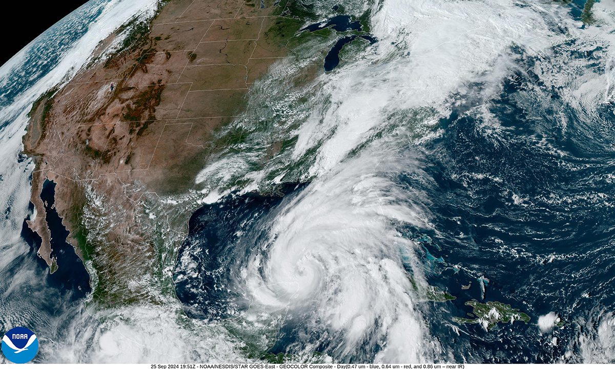 Hurricane Helene is shown in this satellite image moving into the Gulf of Mexico at 3:51 pm Sept. 25. Photo: NOAA