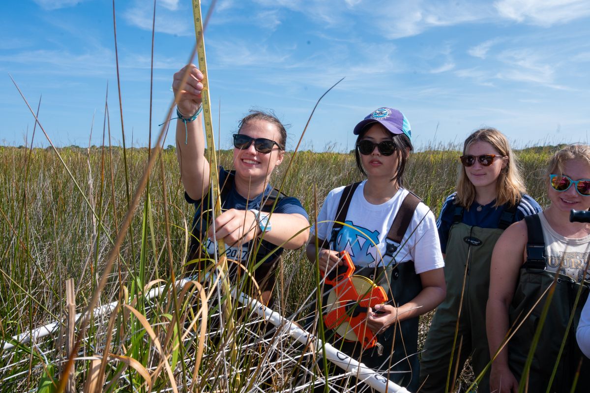 This year's Outer Banks Field Site students, shown here, ill present the findings of their Capstone Research Project in a presentation entitled, “The Sound of Change: Responses to controlled burns and other changes in the Currituck Sound" Dec. 12. Photo: Coastal Studies Institute