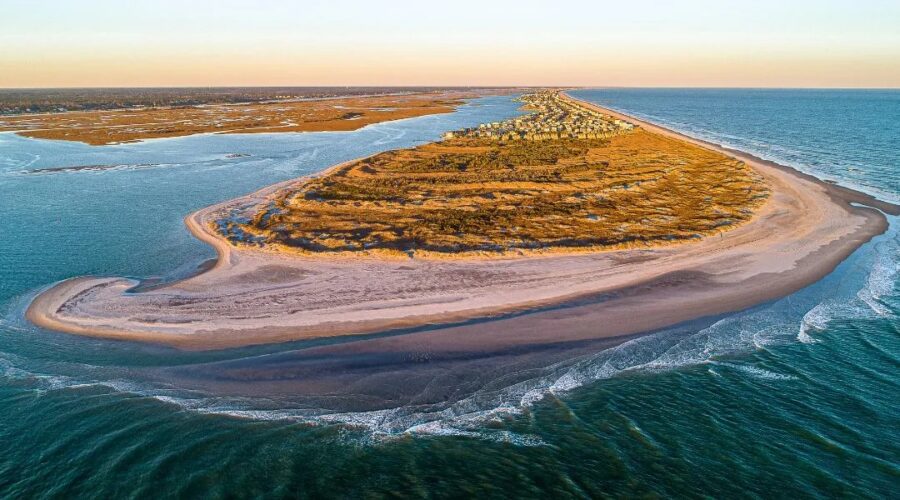 "The Point" is a 150-acre tract of undeveloped land at the southern end of Topsail Beach. Photo: N.C. Coastal Land Trust