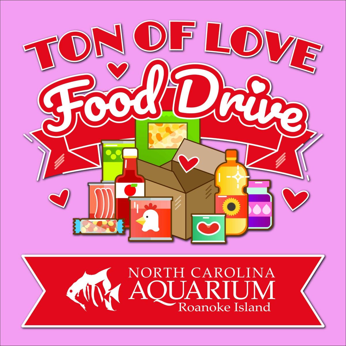 N.C. Aquarium on Roanoke Island Hosting Ton of Love Food Drive Feb 1-28. Graphic: N.C. Aquariums