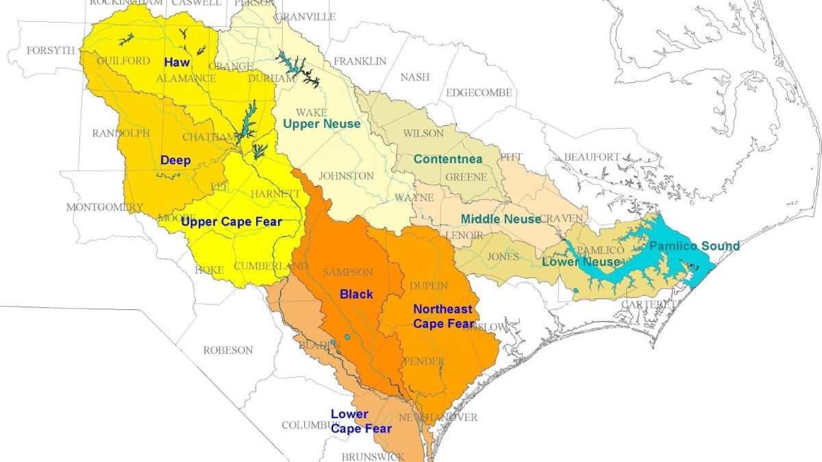 Map of the Cape Fear River and Neuse River basins. Graphic: NCDEQ