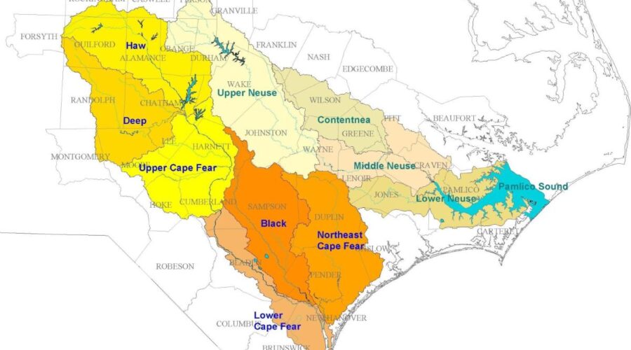 Map of the Cape Fear River and Neuse River basins. Graphic: NCDEQ