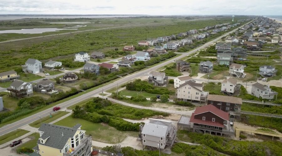 Aerial photo of Nags Head. The town will receive $500,000 to replace around 400 malfunctioning septic systems. Photo: Nags Head