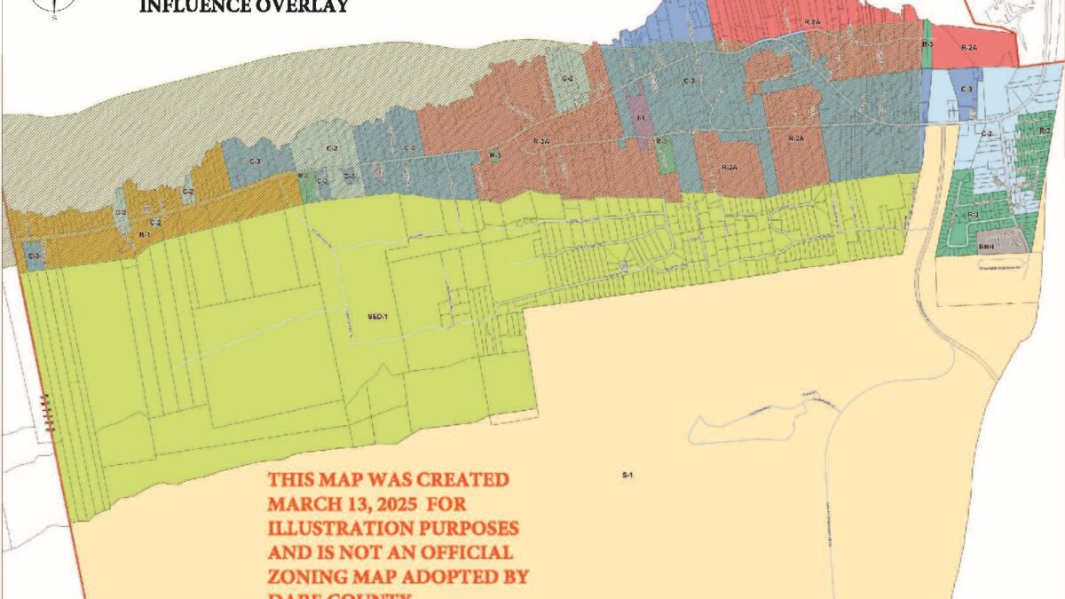 Buxton zoning map with special environmental district zone of influence overlay.